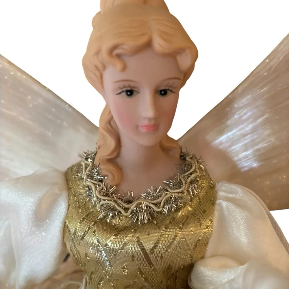 VTG Holiday Living Fiber Optic Angel 15” Tanle Top Tree Topper Color Changing
